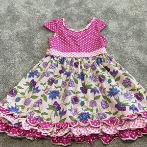 COPY - Girls pink size 12 Matilda Jane dot at the top floral at the bottom dress